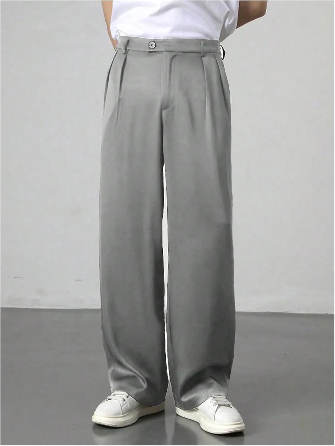 GORGLITTER Men's Baggy Wide Leg Dress Pant Straight Leg Suit Pant Lightweight Modern Fit Business Trousers