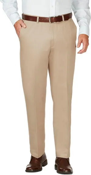 Haggar Men's Work to Weekend Hidden Expandable Waist Classic Fit Flat Front Pant