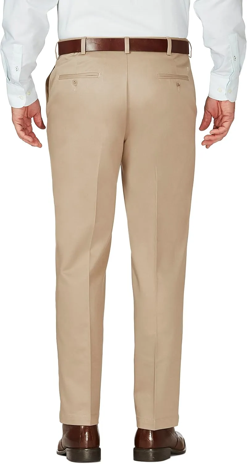 Haggar Men's Work to Weekend Hidden Expandable Waist Classic Fit Flat Front Pant