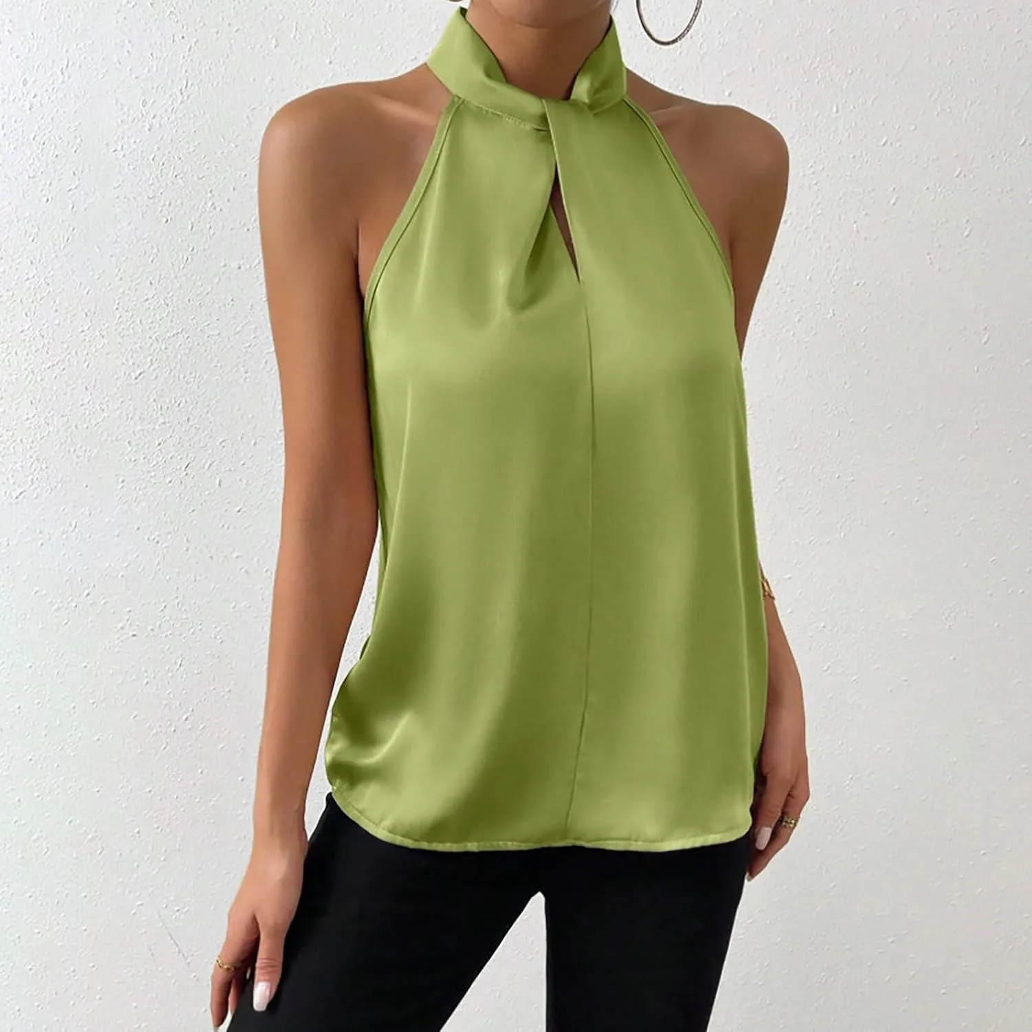 Halter Sleeveless Tops for Women Trendy 2025 Lightweight Blouse Elegant Sleeveless Casual Loose Summer Outings Tanks