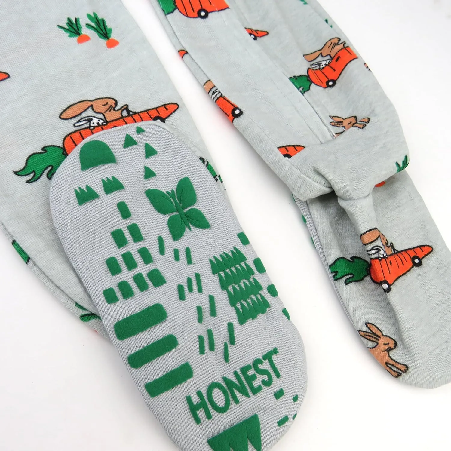 HonestBaby Baby 100% Organic Cotton Celebration Non-Slip Footed One-Piece Zip-Front Pajamas