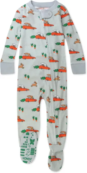 HonestBaby Baby 100% Organic Cotton Celebration Non-Slip Footed One-Piece Zip-Front Pajamas