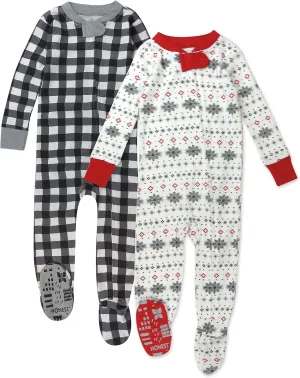 HonestBaby Baby Celebration Non-Slip Footed Pajamas One-Piece Sleeper Zip-Front Pjs 100% Organic Cotton