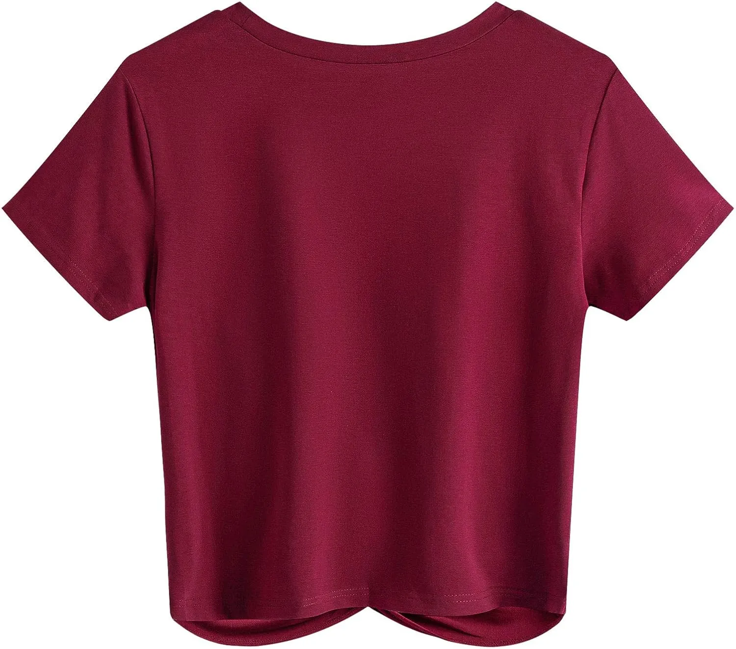 JINKESI Women's Summer Causal Short Sleeve Blouse Round Neck Crop Tops Twist Front Tee T-Shirt