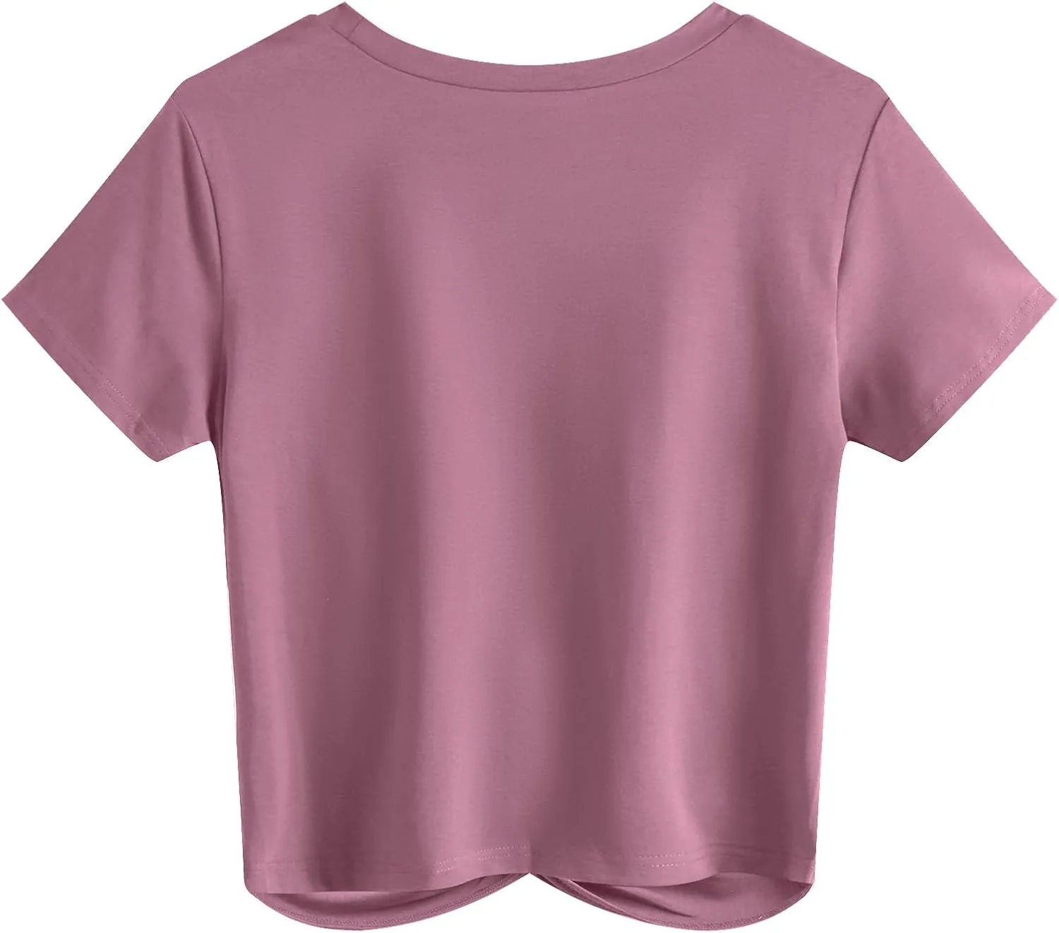 JINKESI Women's Summer Causal Short Sleeve Blouse Round Neck Crop Tops Twist Front Tee T-Shirt