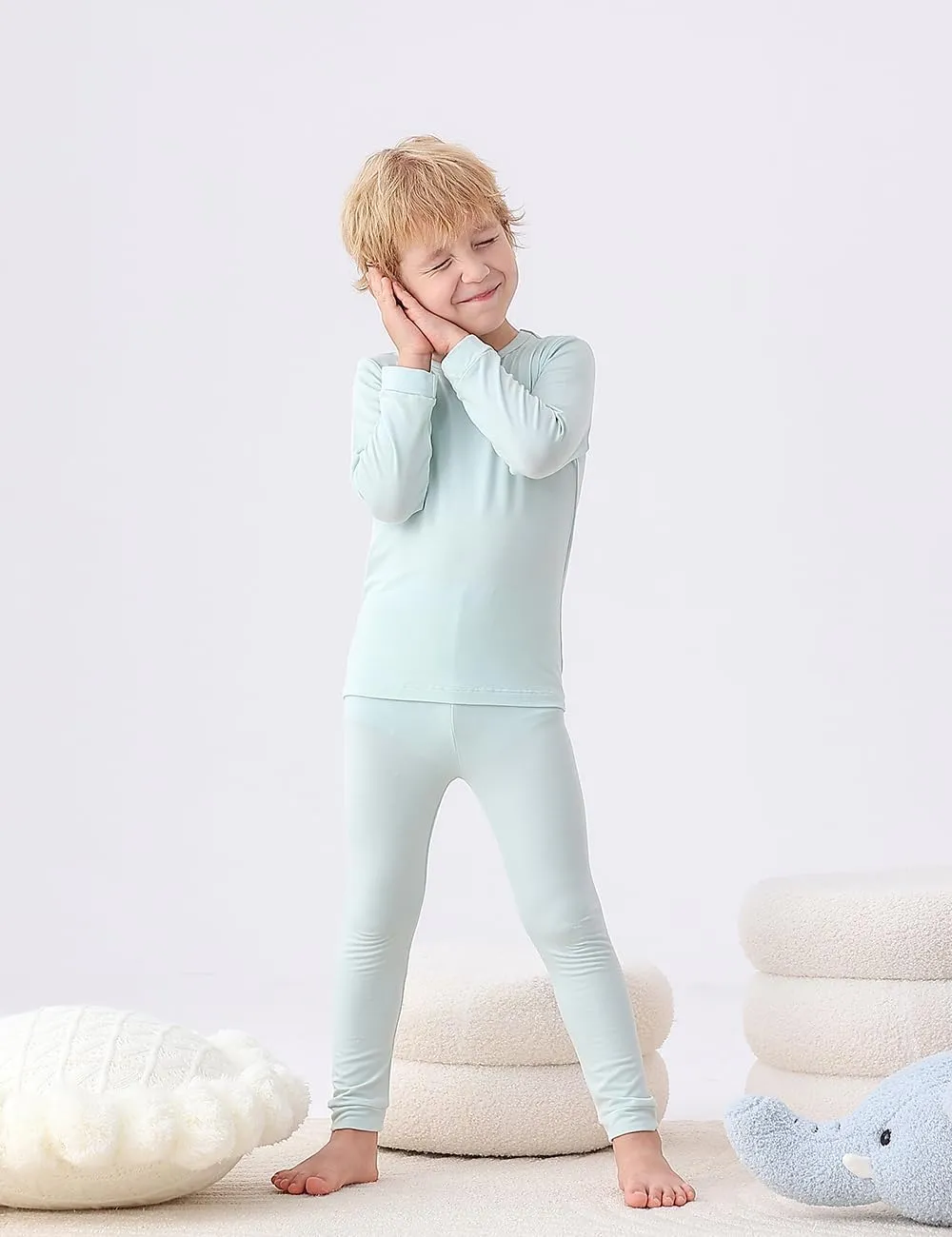 JunNeng Toddler Rayon from Bamboo Pajamas Sets,Baby Boy Girl Solid Snug Fit Long Sleeve Sleepwear