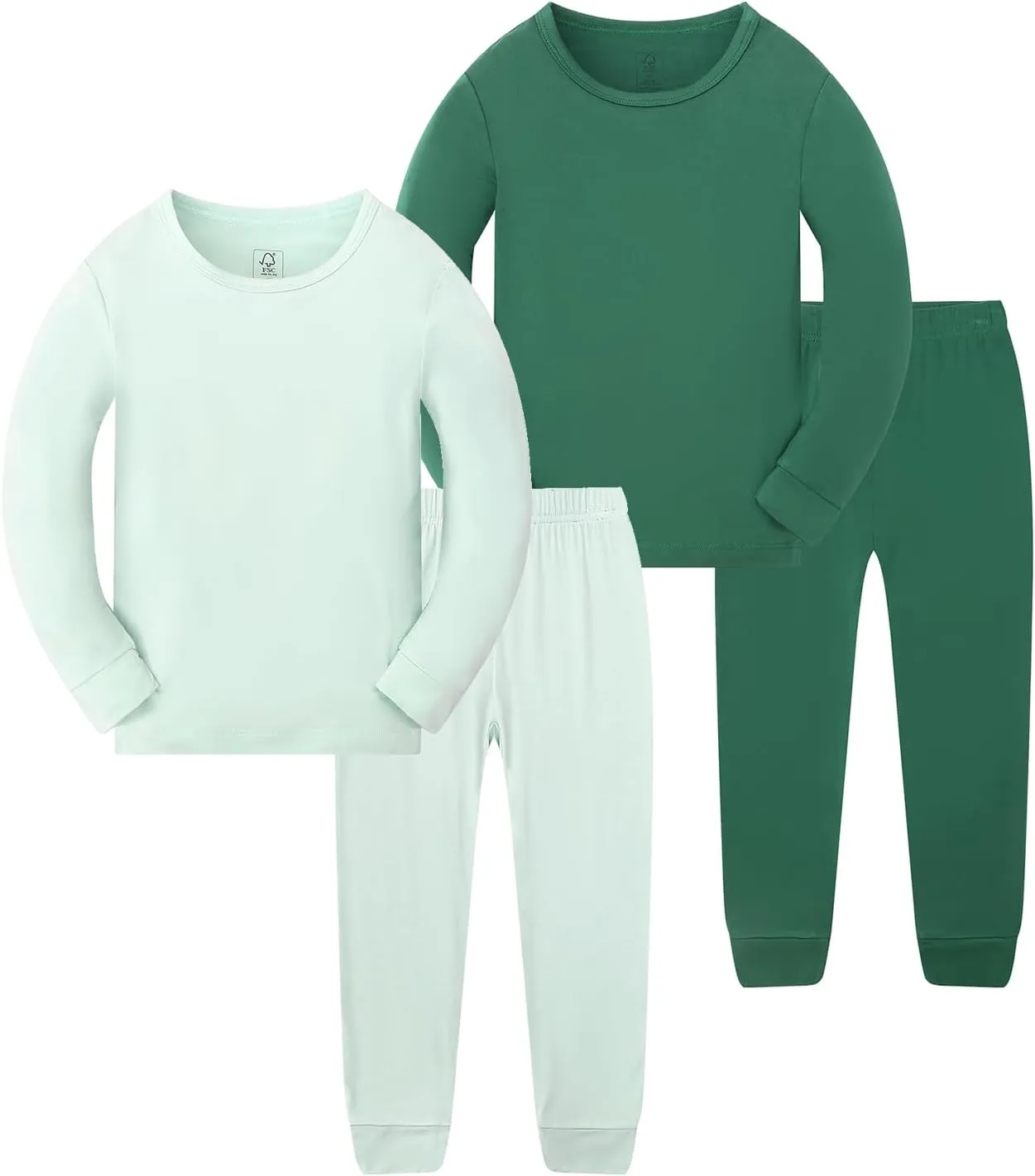 JunNeng Toddler Rayon from Bamboo Pajamas Sets,Baby Boy Girl Solid Snug Fit Long Sleeve Sleepwear