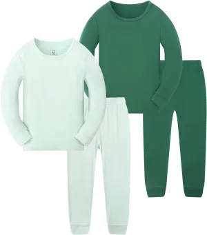 JunNeng Toddler Rayon from Bamboo Pajamas Sets,Baby Boy Girl Solid Snug Fit Long Sleeve Sleepwear