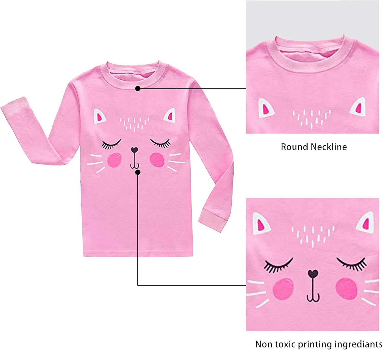 KikizYe Little Big Girls Pajamas Set Long Sleeve PJs 100% Cotton Pyjamas
