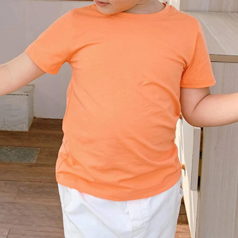 KISBINI Little Girls Boys Short Sleeve T-Shirt Cotton Solid Tees for Toddlers