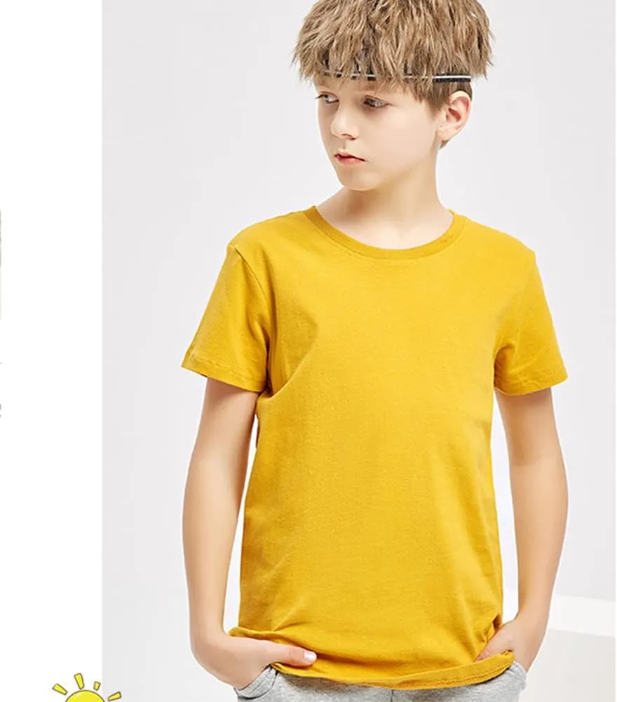 KISBINI Little Girls Boys Short Sleeve T-Shirt Cotton Solid Tees for Toddlers