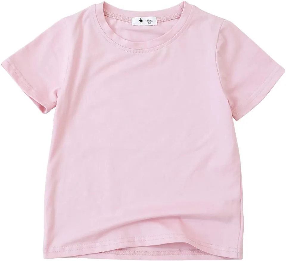 KISBINI Little Girls Boys Short Sleeve T-Shirt Cotton Solid Tees for Toddlers