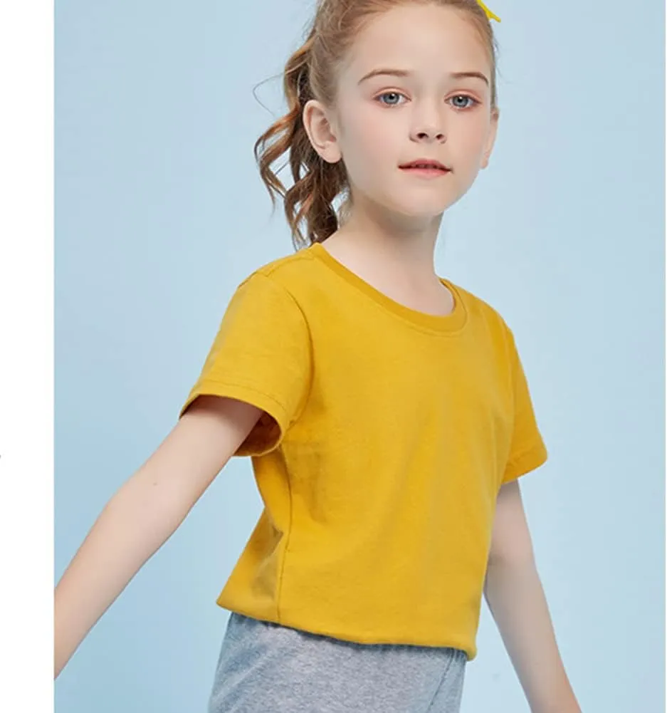 KISBINI Little Girls Boys Short Sleeve T-Shirt Cotton Solid Tees for Toddlers