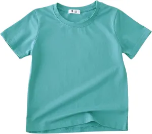 KISBINI Little Girls Boys Short Sleeve T-Shirt Cotton Solid Tees for Toddlers