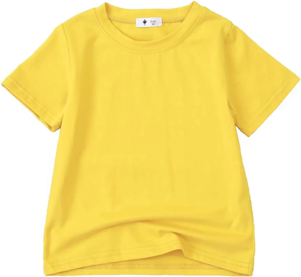 KISBINI Little Girls Boys Short Sleeve T-Shirt Cotton Solid Tees for Toddlers