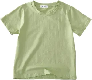 KISBINI Little Girls Boys Short Sleeve T-Shirt Cotton Solid Tees for Toddlers