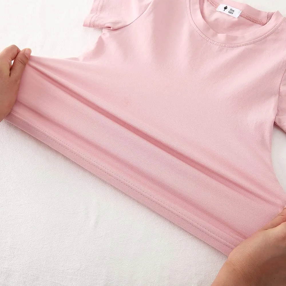 KISBINI Little Girls Boys Short Sleeve T-Shirt Cotton Solid Tees for Toddlers
