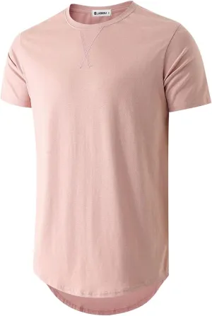 KLIEGOU Mens 100 Cotton Hipster Hip Hop Longline Crewneck T-Shirt Pre - Shrunk S-4XL