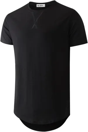 KLIEGOU Mens 100 Cotton Hipster Hip Hop Longline Crewneck T-Shirt Pre - Shrunk S-4XL