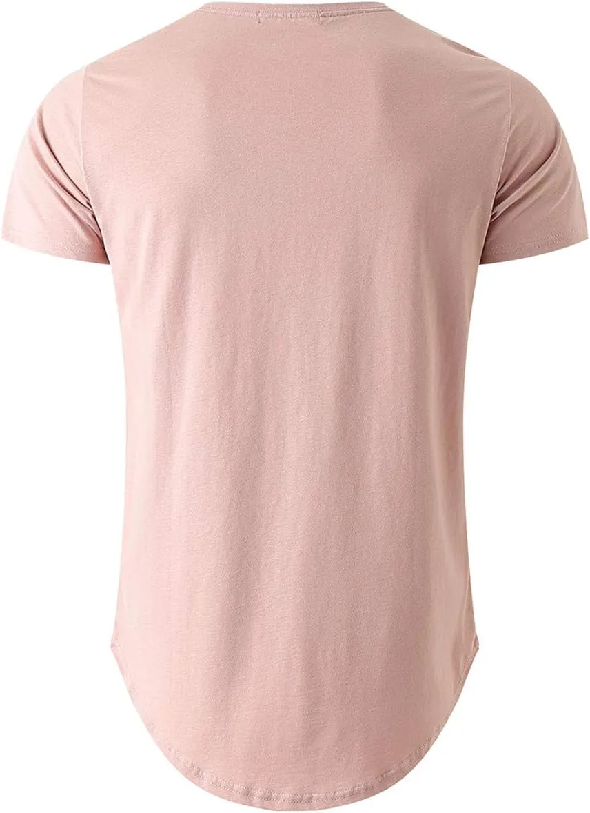 KLIEGOU Mens 100 Cotton Hipster Hip Hop Longline Crewneck T-Shirt Pre - Shrunk S-4XL