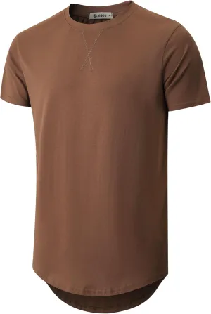 KLIEGOU Mens 100 Cotton Hipster Hip Hop Longline Crewneck T-Shirt Pre - Shrunk S-4XL
