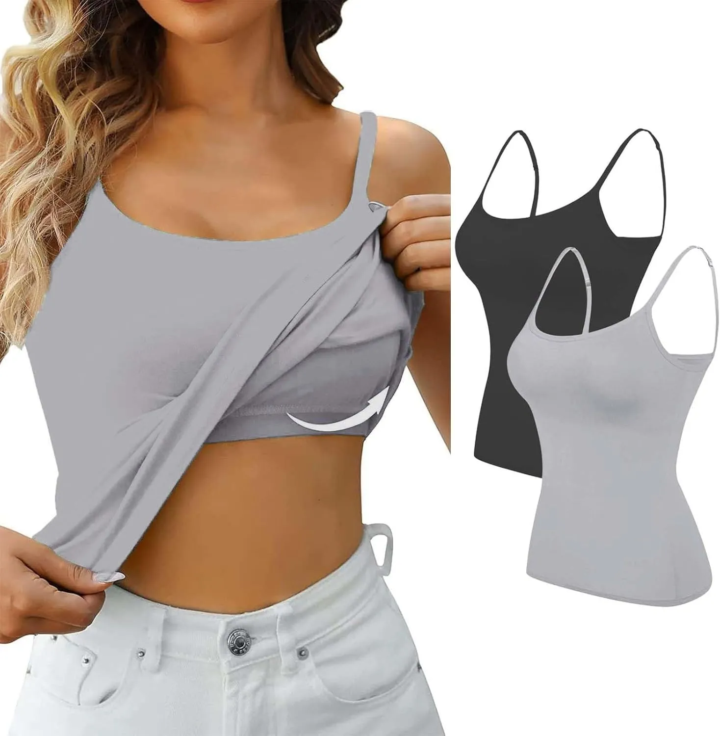 LCMTWX Built In Bra Tank Tops For Women Camisole With Frame Bra Undershirt Shelf Bra Tank Tops For Women Tank Top Women