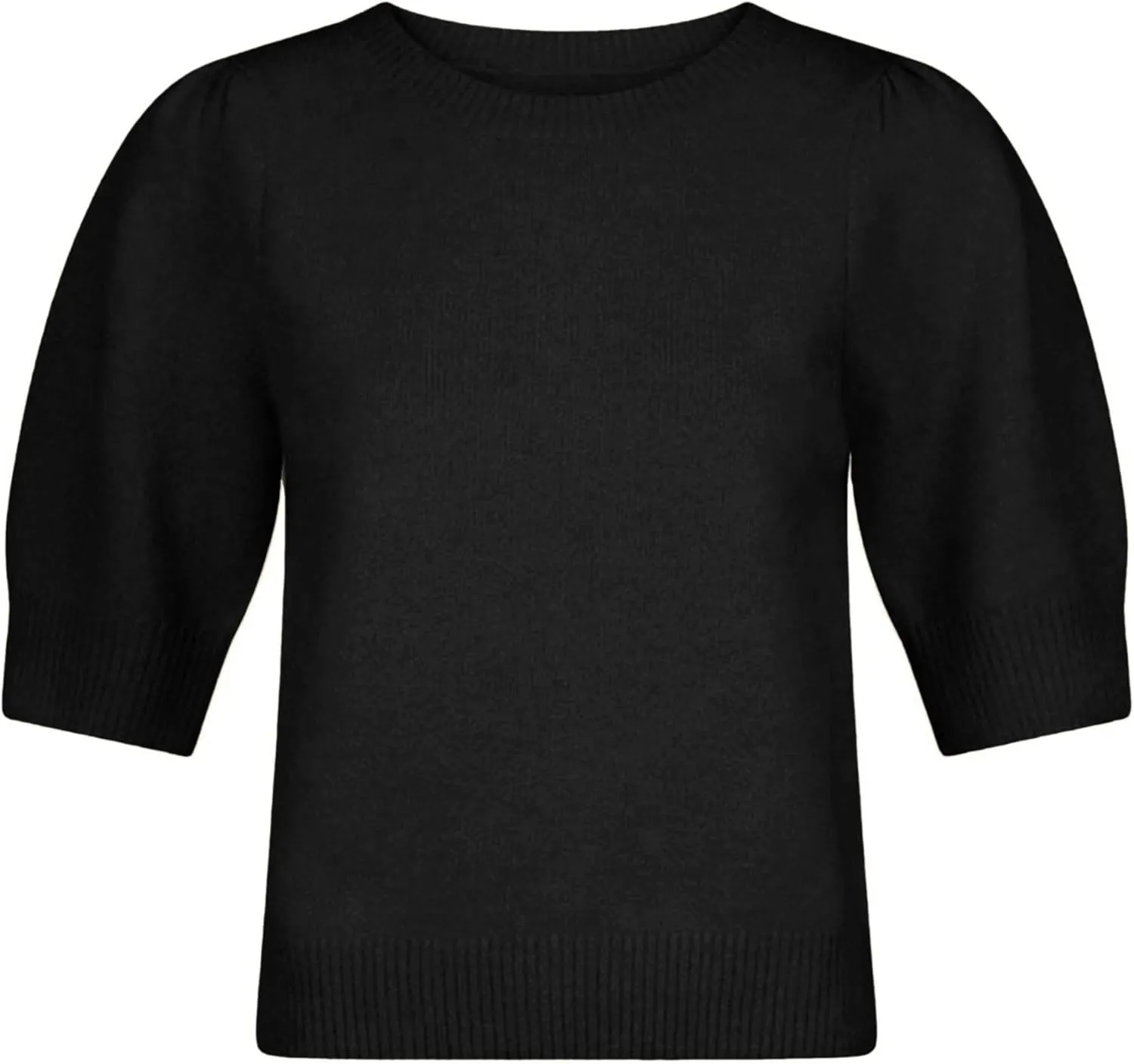 Lentta Women's Bow Knit Sweater Trendy Backless Tie Puff Short Sleeve Crewneck Knitted Pullover Tops