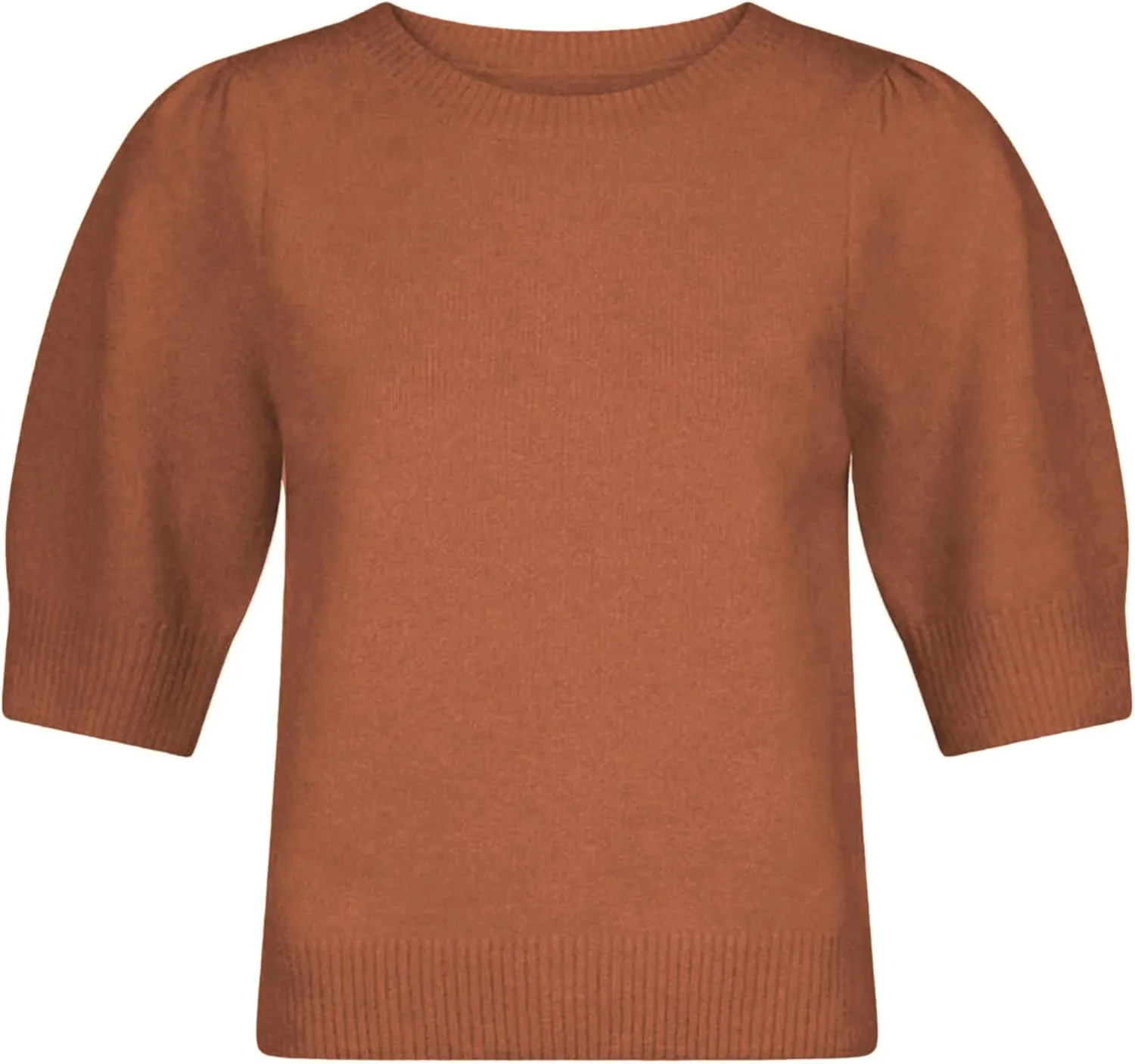 Lentta Women's Bow Knit Sweater Trendy Backless Tie Puff Short Sleeve Crewneck Knitted Pullover Tops