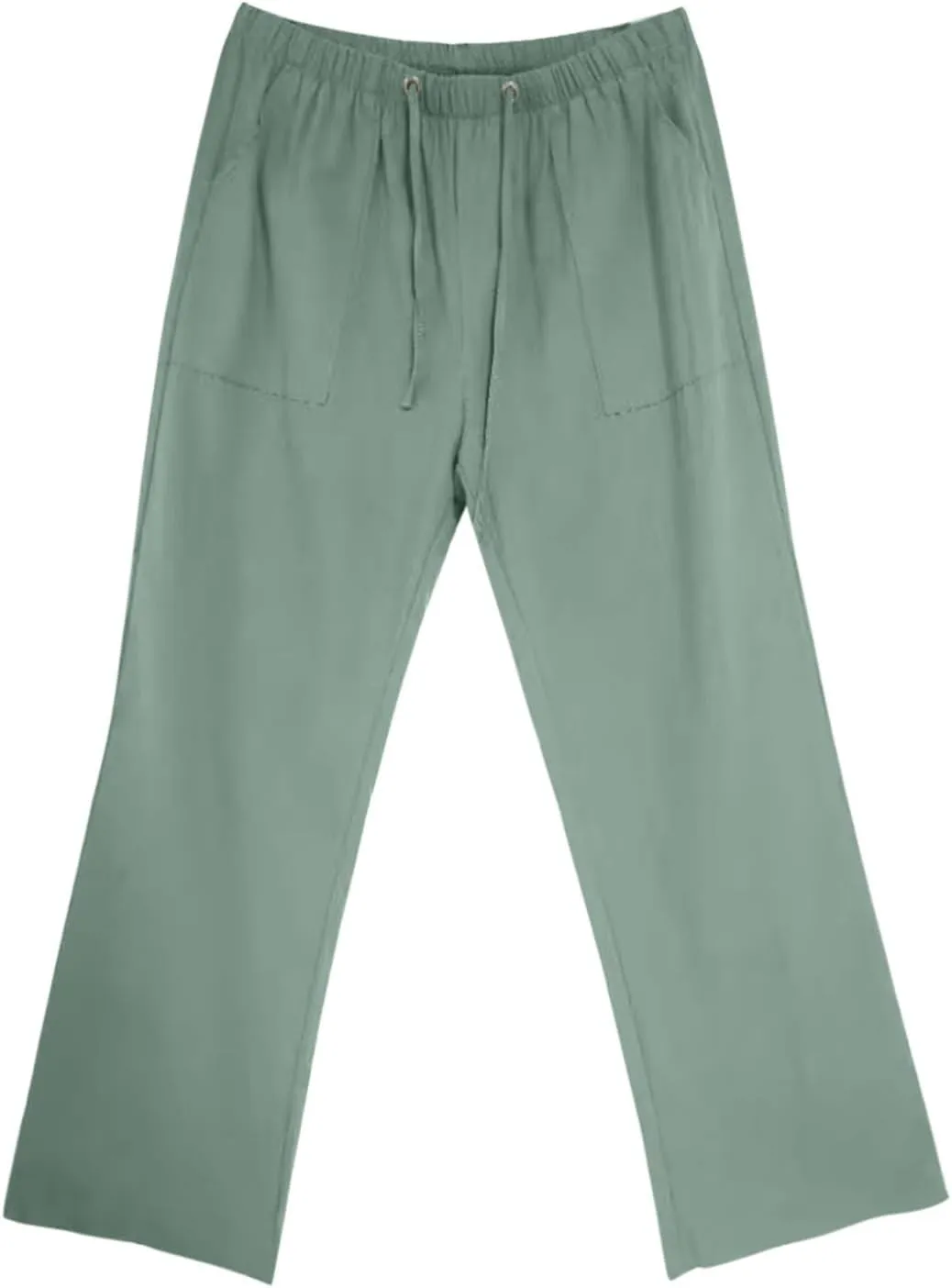 Linen Pants Men Casual Elastic Waist Straight Leg Capri Pants Comfort Breathable Summer Beach Wedding Cropped Trouser