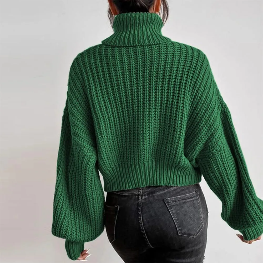 LOAIHA Women Turtleneck Long Sleeve Sweater Tops Knitted Casual Jumper Soft Comfy Oversize Pullovers