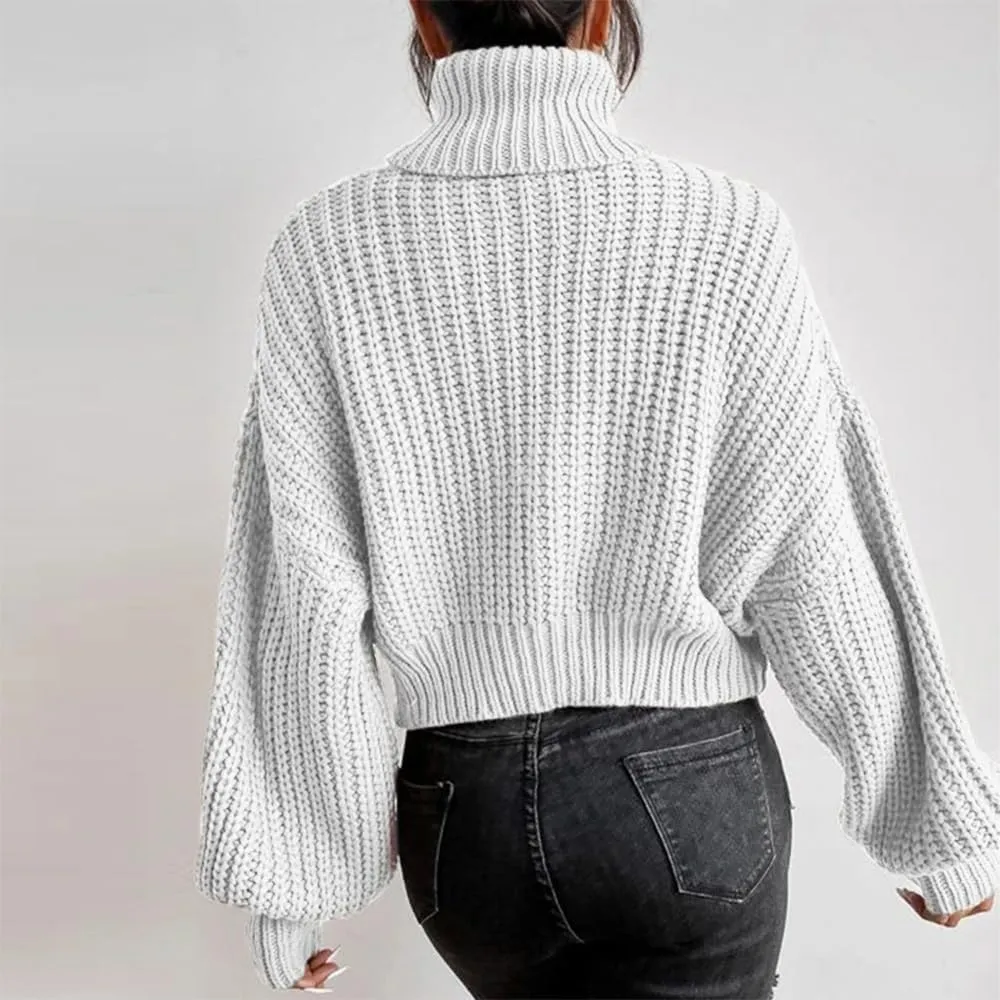 LOAIHA Women Turtleneck Long Sleeve Sweater Tops Knitted Casual Jumper Soft Comfy Oversize Pullovers