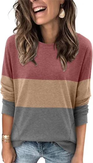 Magritta Womens Tunic Tops Casual Long Sleeve Round Neck Stretchy Loose Fit Sweatshirt Pullover Shirts with Pockets