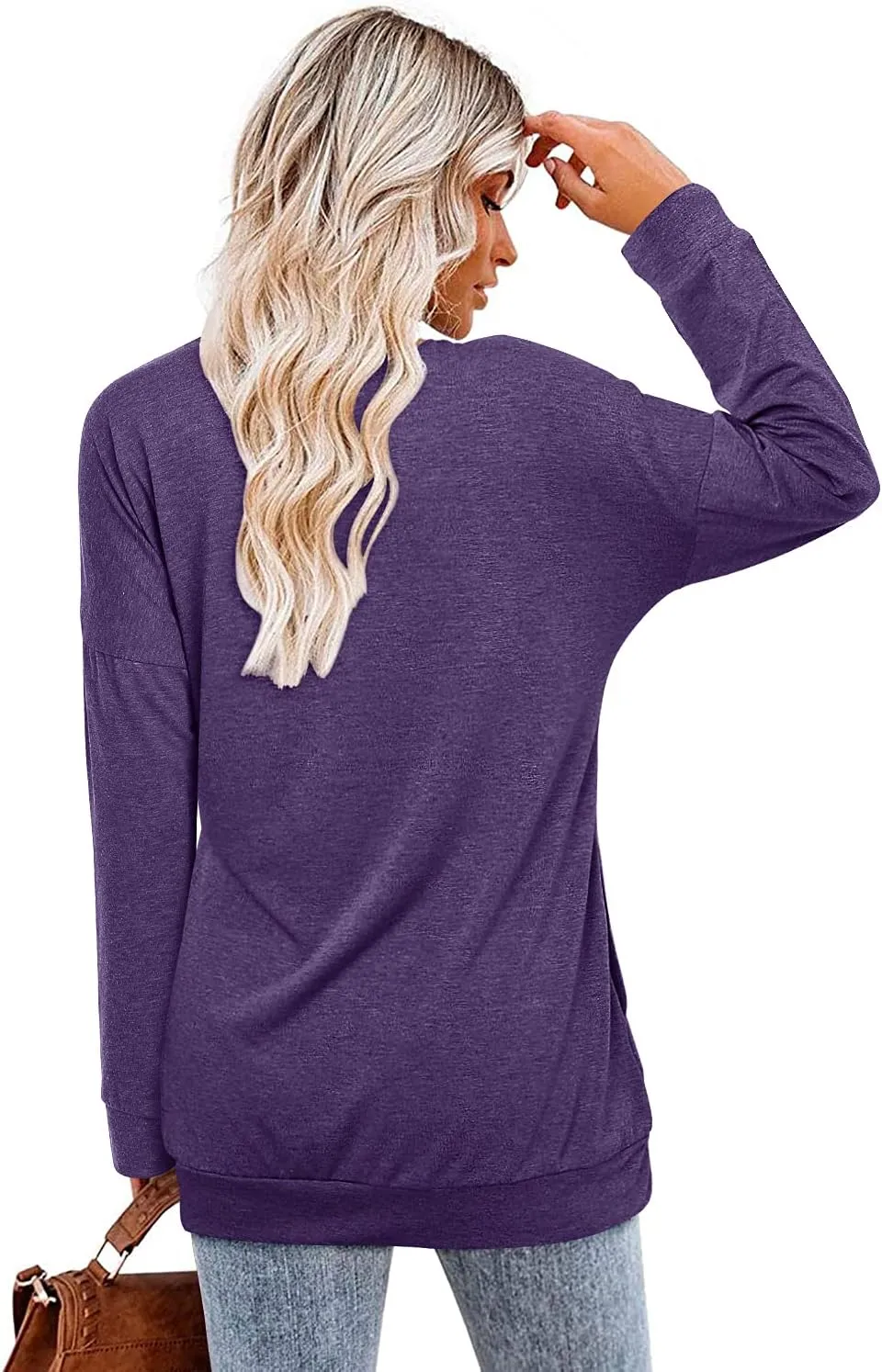 Magritta Womens Tunic Tops Casual Long Sleeve Round Neck Stretchy Loose Fit Sweatshirt Pullover Shirts with Pockets