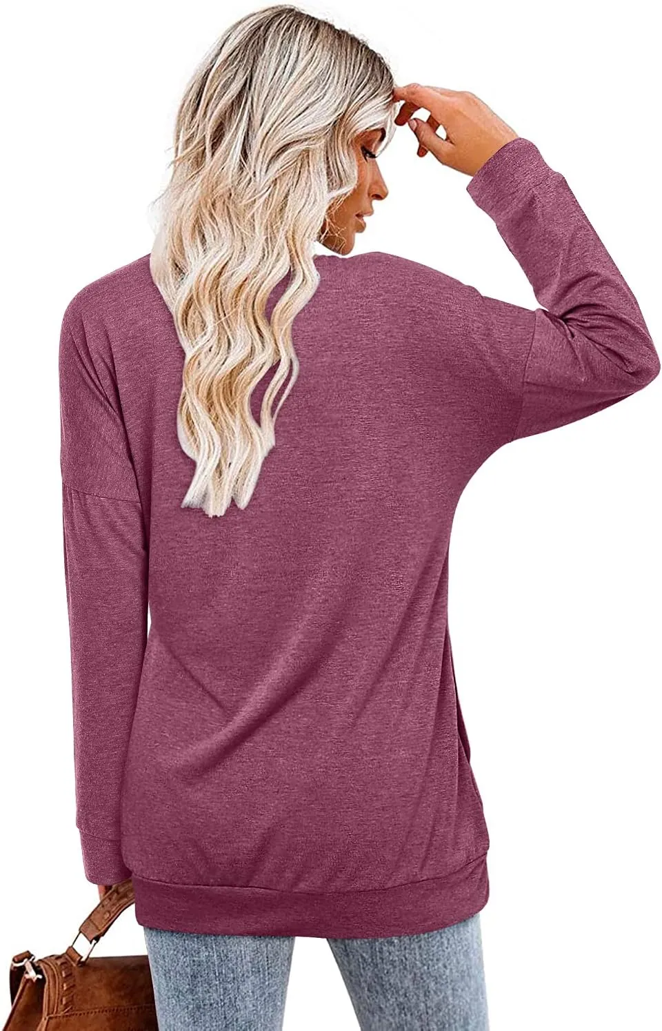 Magritta Womens Tunic Tops Casual Long Sleeve Round Neck Stretchy Loose Fit Sweatshirt Pullover Shirts with Pockets