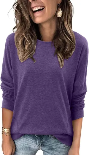 Magritta Womens Tunic Tops Casual Long Sleeve Round Neck Stretchy Loose Fit Sweatshirt Pullover Shirts with Pockets