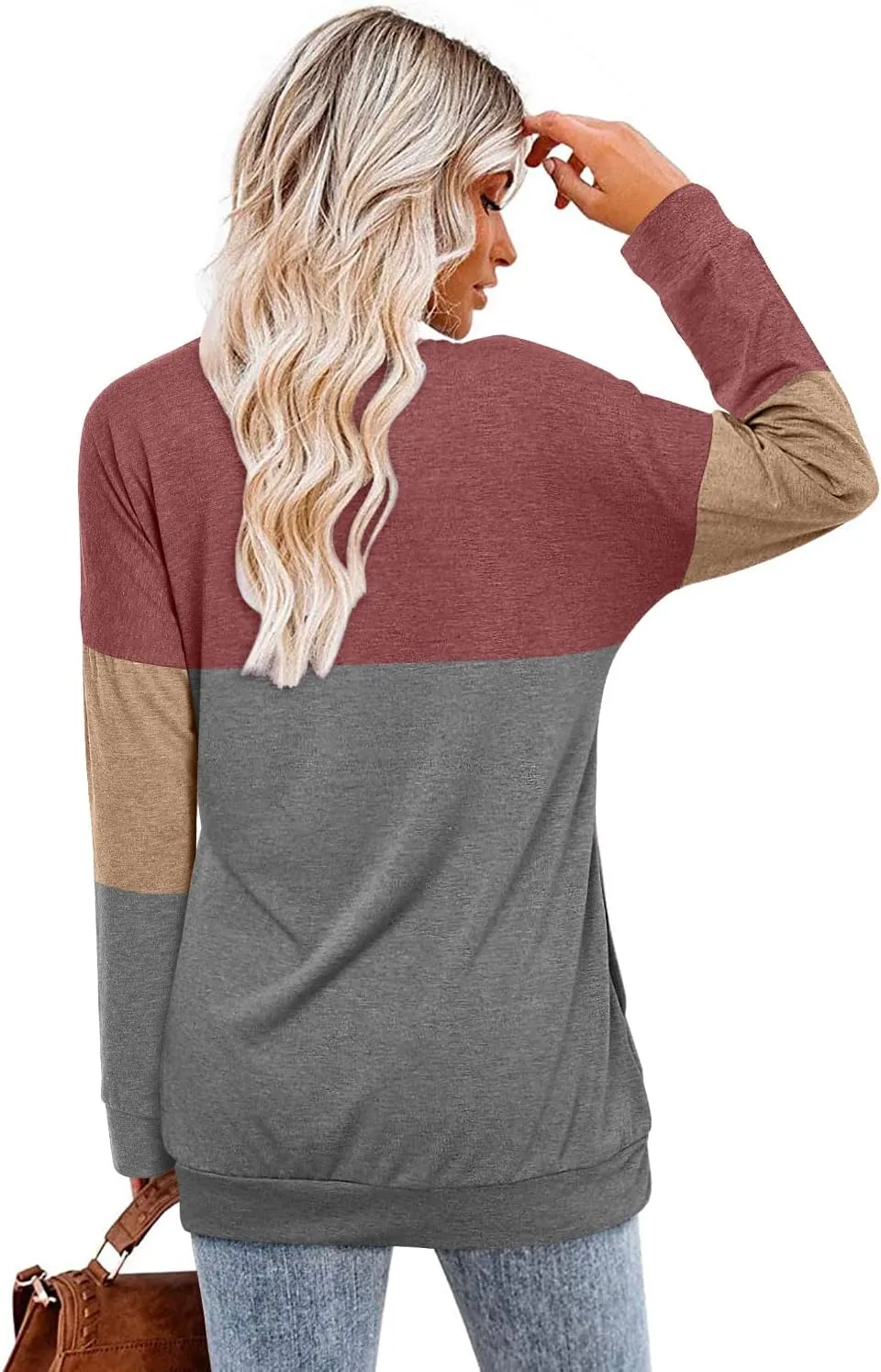 Magritta Womens Tunic Tops Casual Long Sleeve Round Neck Stretchy Loose Fit Sweatshirt Pullover Shirts with Pockets