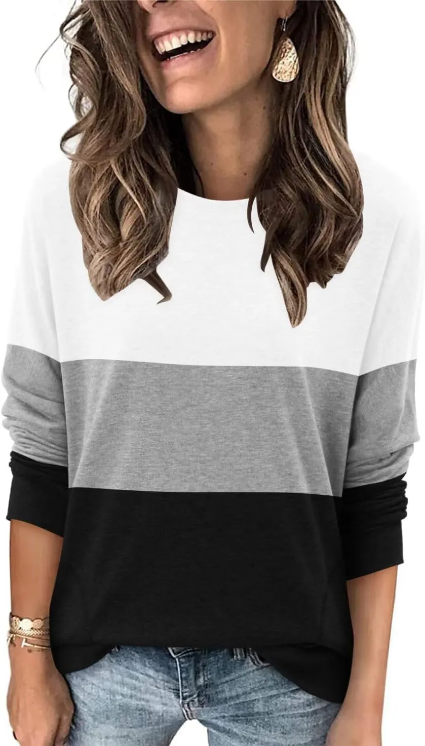 Magritta Womens Tunic Tops Casual Long Sleeve Round Neck Stretchy Loose Fit Sweatshirt Pullover Shirts with Pockets