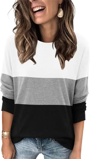 Magritta Womens Tunic Tops Casual Long Sleeve Round Neck Stretchy Loose Fit Sweatshirt Pullover Shirts with Pockets