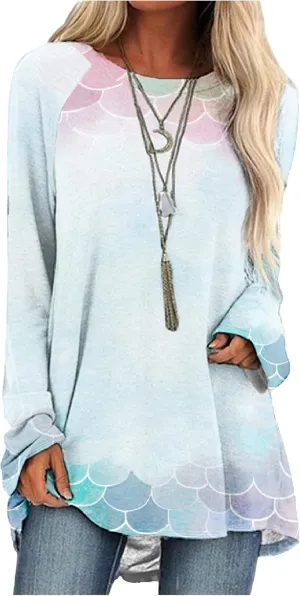 MARSVOVO Womens Long Sleeve Crew Neck Shirts Trendy Graphic Basic Tee Plus Size Causal Fall Tops Outfits Clothes 2024