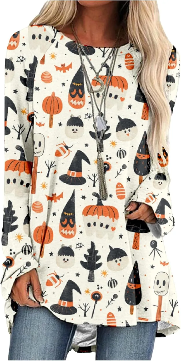 MARSVOVO Womens Long Sleeve Crew Neck Shirts Trendy Graphic Basic Tee Plus Size Causal Fall Tops Outfits Clothes 2024