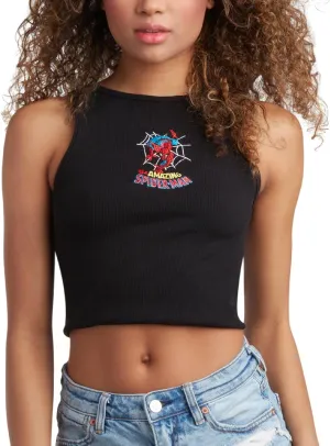 Marvel Womens Graphic Tee - The Amazing Spiderman Crop Top Baby Tee and Tank Top Short Sleeve Graphic Shirts for Women (S-XL)