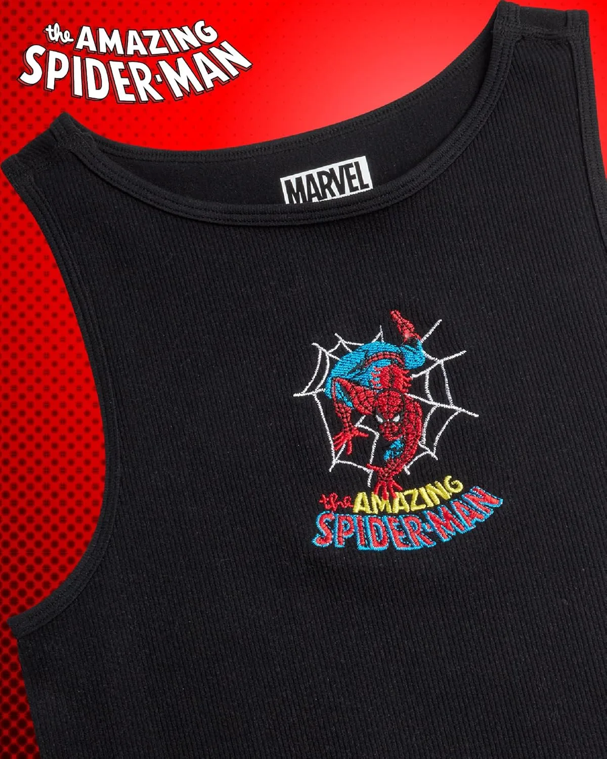 Marvel Womens Graphic Tee - The Amazing Spiderman Crop Top Baby Tee and Tank Top Short Sleeve Graphic Shirts for Women (S-XL)