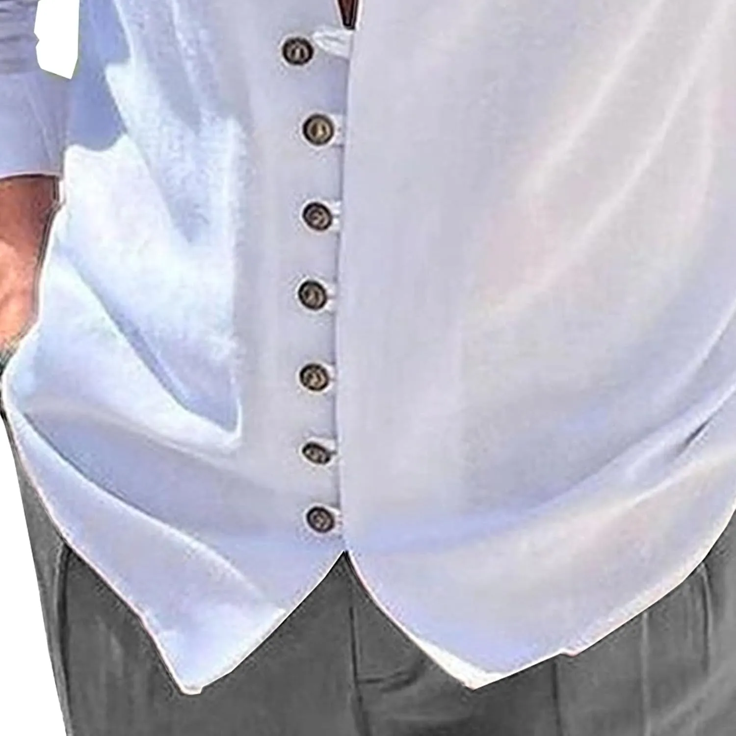 Men Cotton Linen Casual Cardigan Tops Single Breasted Loose Street T Shirt Vintage Stand Collar Long Sleeve Shirts