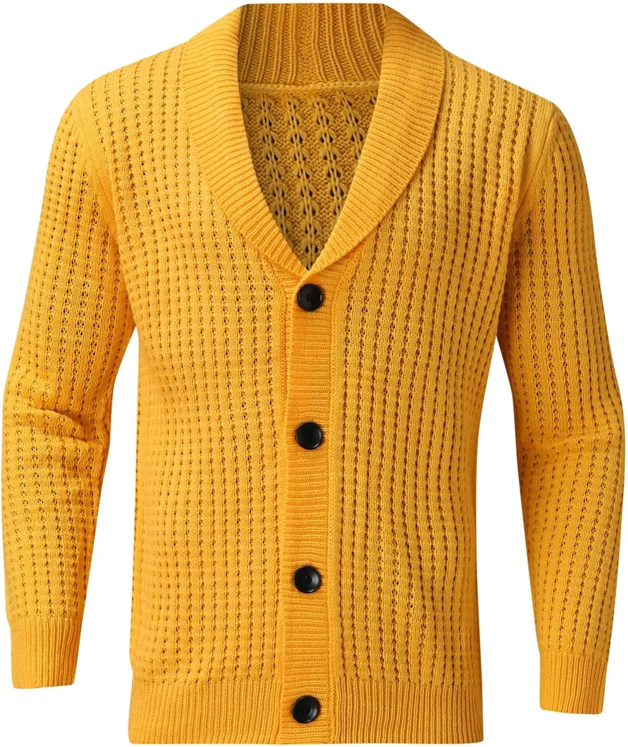 Men Shawl Collar Cardigan Sweater Button Down Cable Knitted Sweater Long Sleeve Jumper Slim Fit Knitwear Casual Jacket