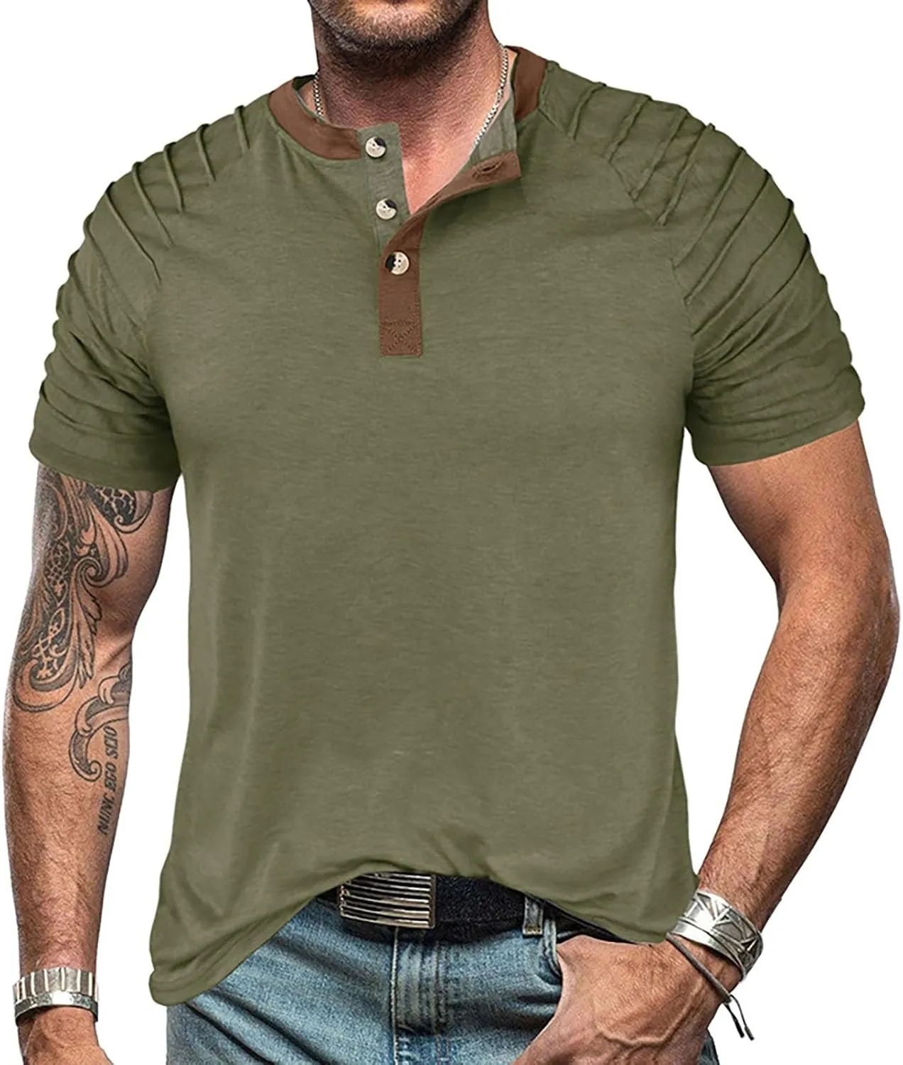 Men's Casual Henley T-Shirt Cotton Short Sleeve Shirt Soft Comfy Lightweight Breathable Summer Tops Everyday Wear