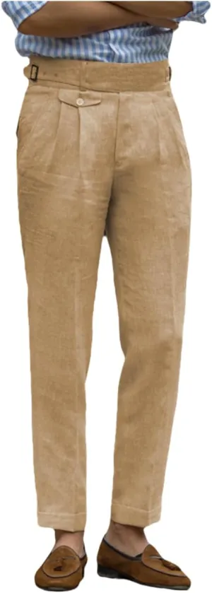 Men's Casual Linen Pant Modern Fit Hemmed Pant Summer Beach Loose Trousers