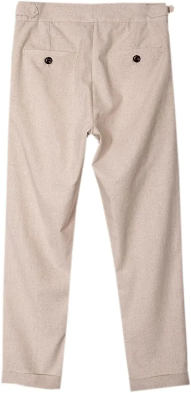 Men's Casual Linen Pants Modern Fit Hemmed Pants Summer Beach Loose Trousers