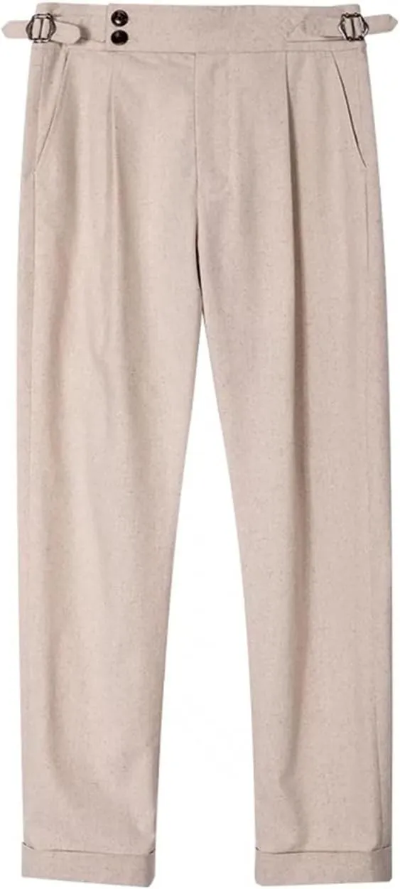 Men's Casual Linen Pants Modern Fit Hemmed Pants Summer Beach Loose Trousers