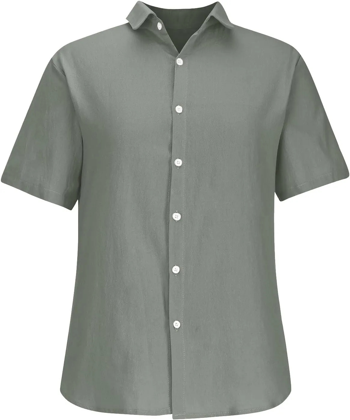 Men's Cotton Linen Short Sleeve Shirts Guayabera Linen Polo Tee for Men Button Down Summer Beach Vacation Blouses