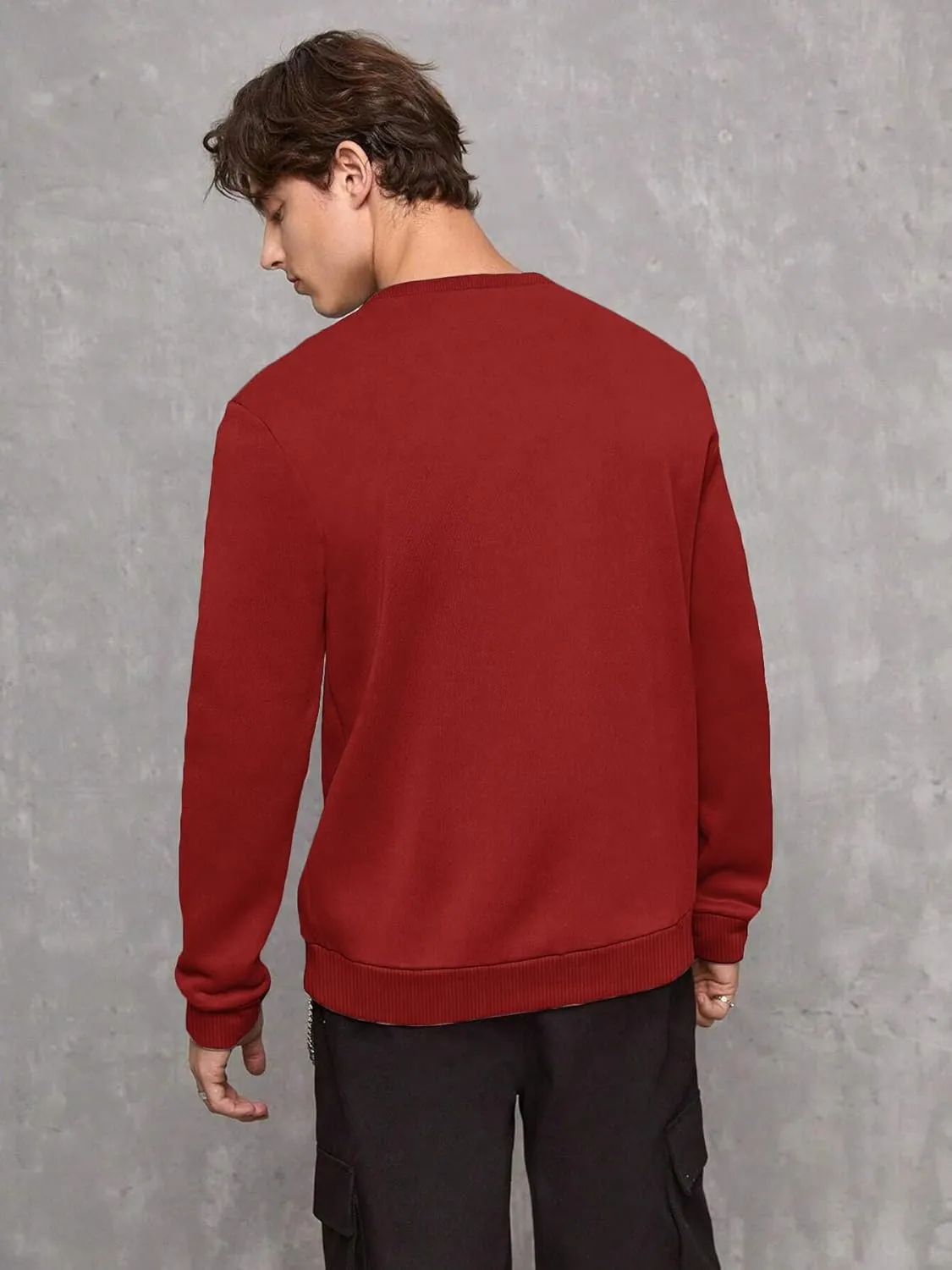 Mens Crewneck Sweatshirts Soft Long Sleeve Pullover Shirts Lightweigt Sweat Shirt Breathable Pullover Sweater